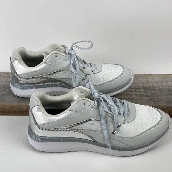 Vionic Adela Met White & Metallic Silver Walking Shoe - Picture 9 of 12